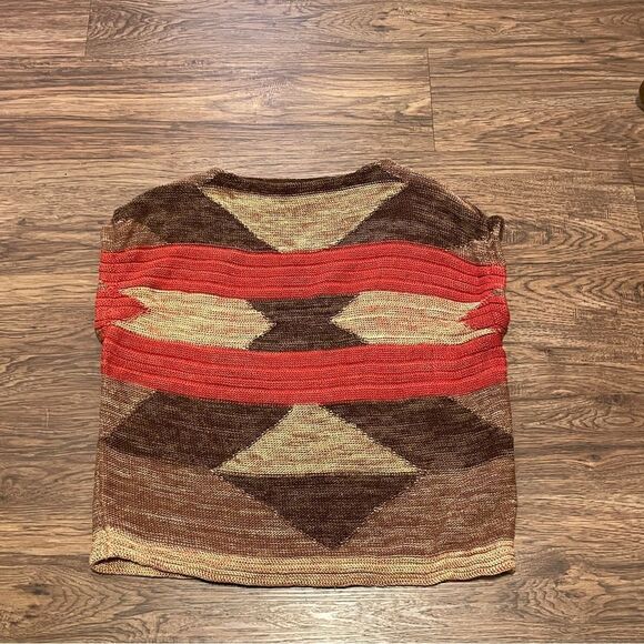 Lauren Ralph Lauren Aztec Geometric Sleeveless Knit Sweater Red Tan Brown S/M - Picture 7 of 11